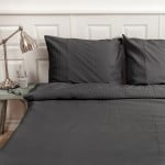 Wafel dekbedovertrek antraciet grijs