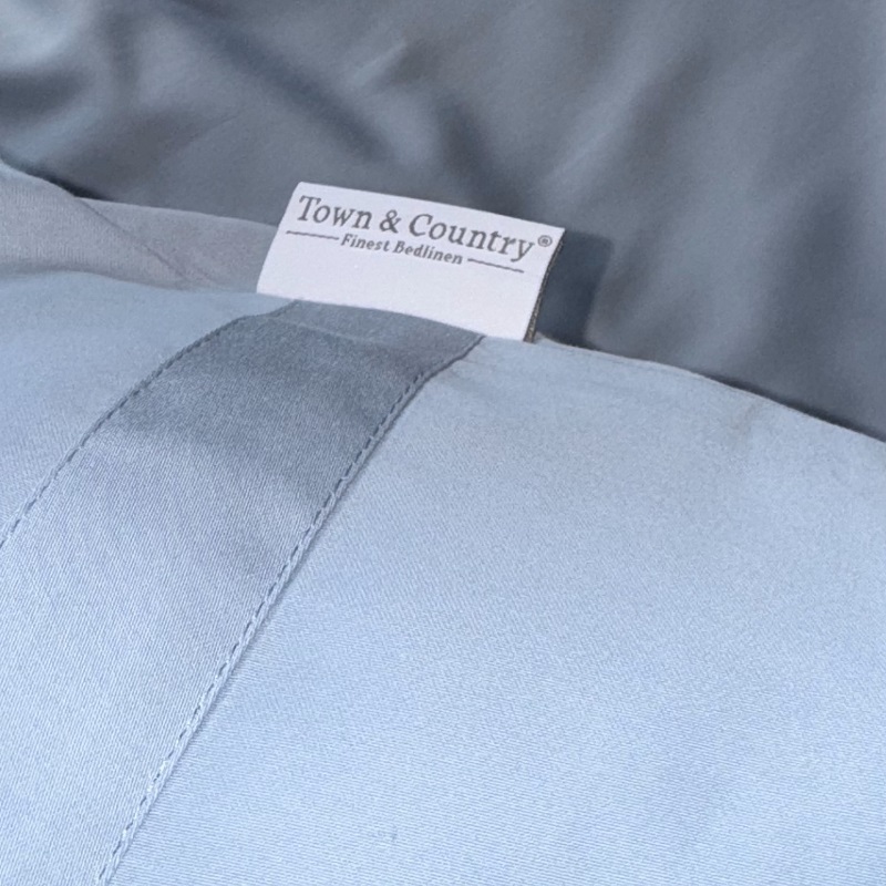 hotelkwaliteit dekbedovertrek blauw satijn - Afbeelding 3