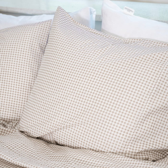 geruit dekbedovertrek taupe lits jumeaux