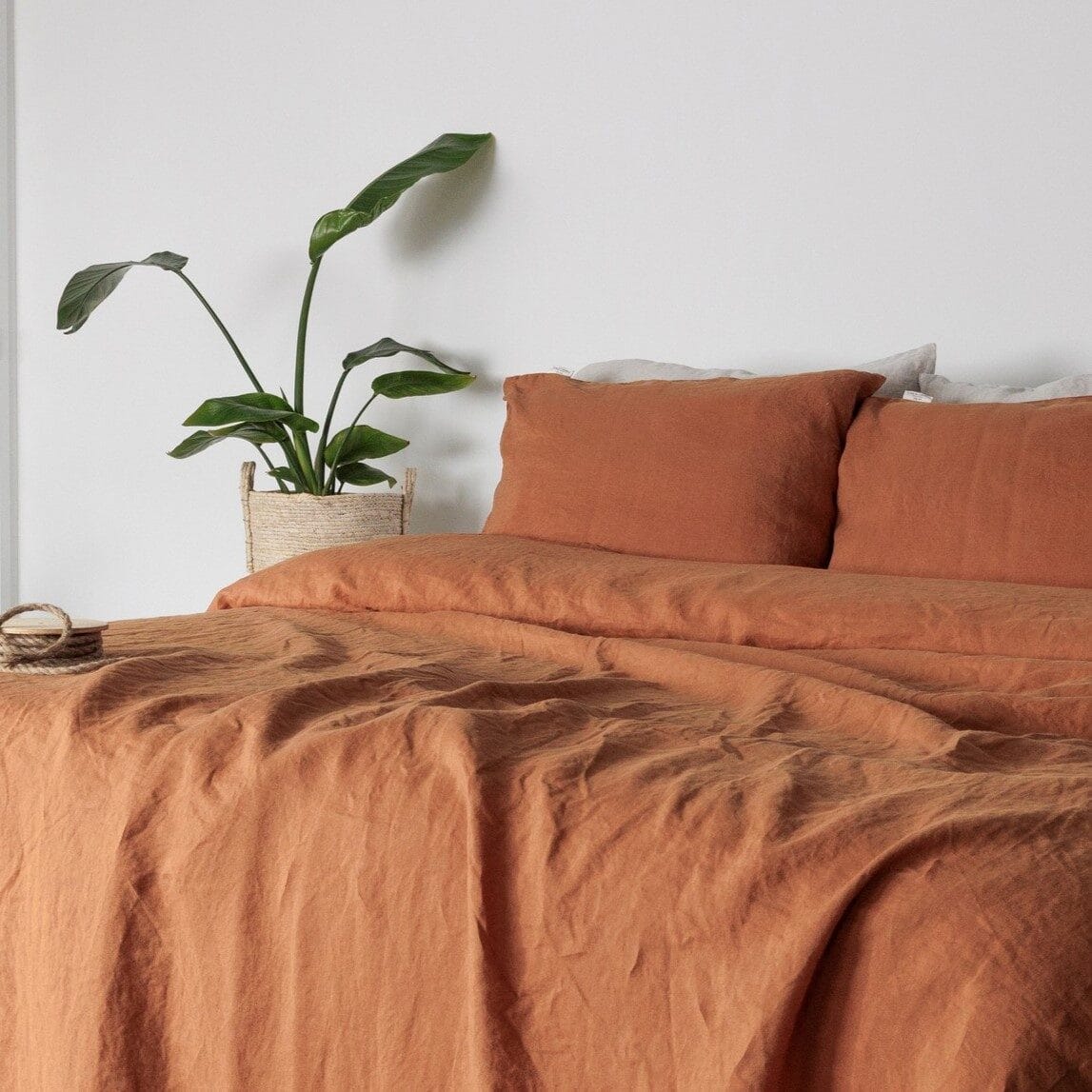 cognac linnen dekbedovertrek 240x220 - Afbeelding 2