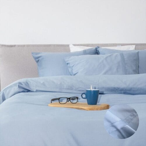 hotelkwaliteit blauw satijn beddengoed