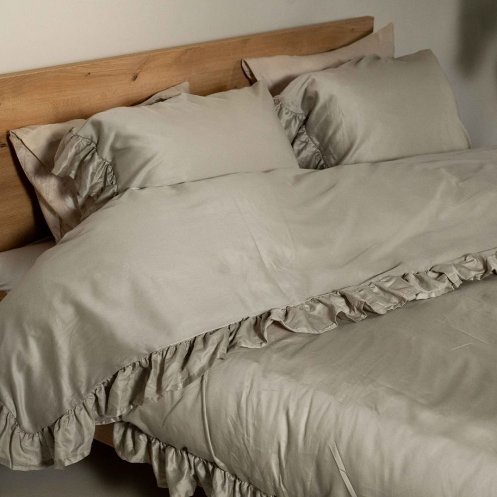 dekbedovertrek Oda taupe roesjes Kayori