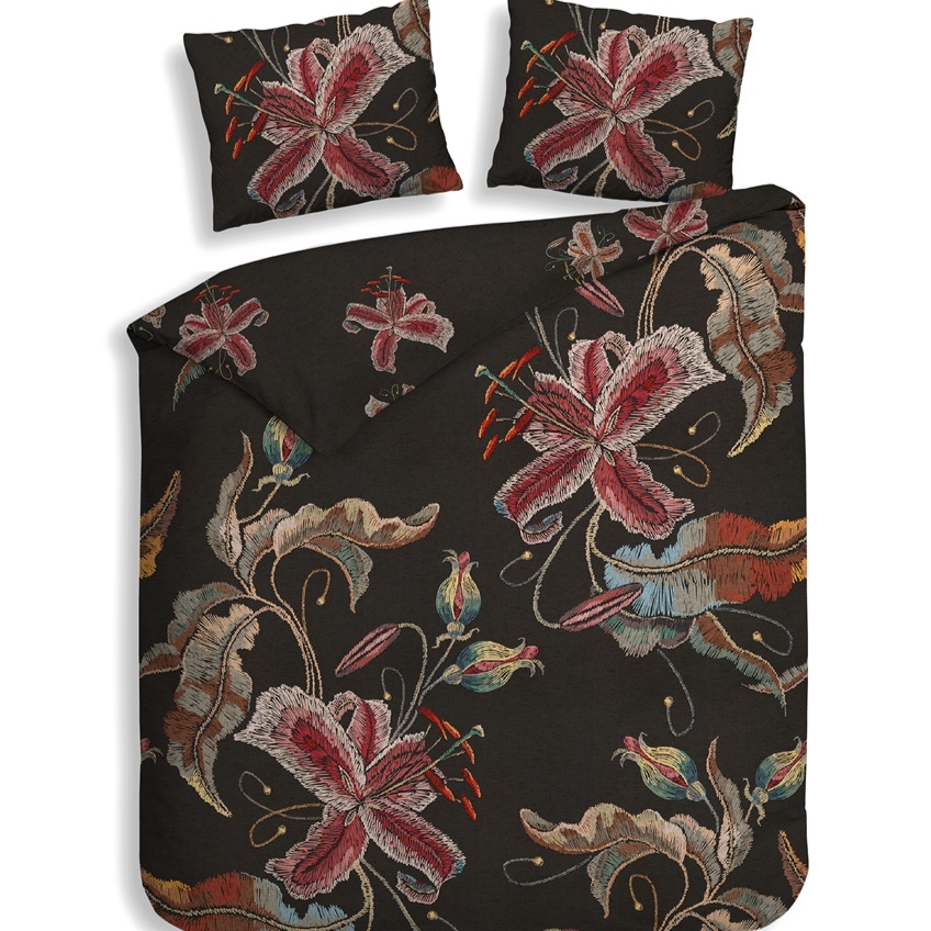 donker dekbedovertrek met bloemen Zia