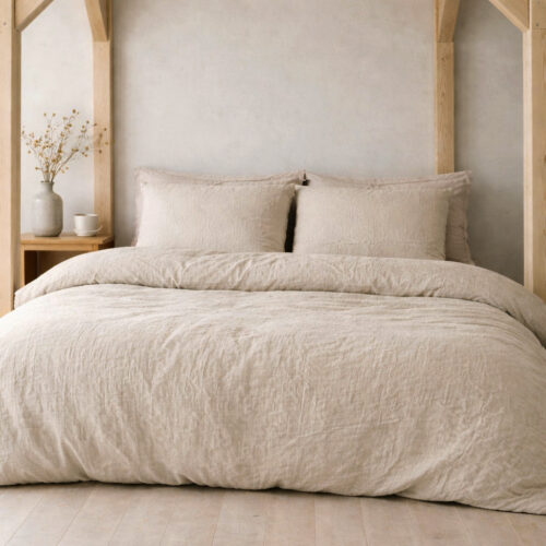 zacht mousseline beige dekbedovertrek